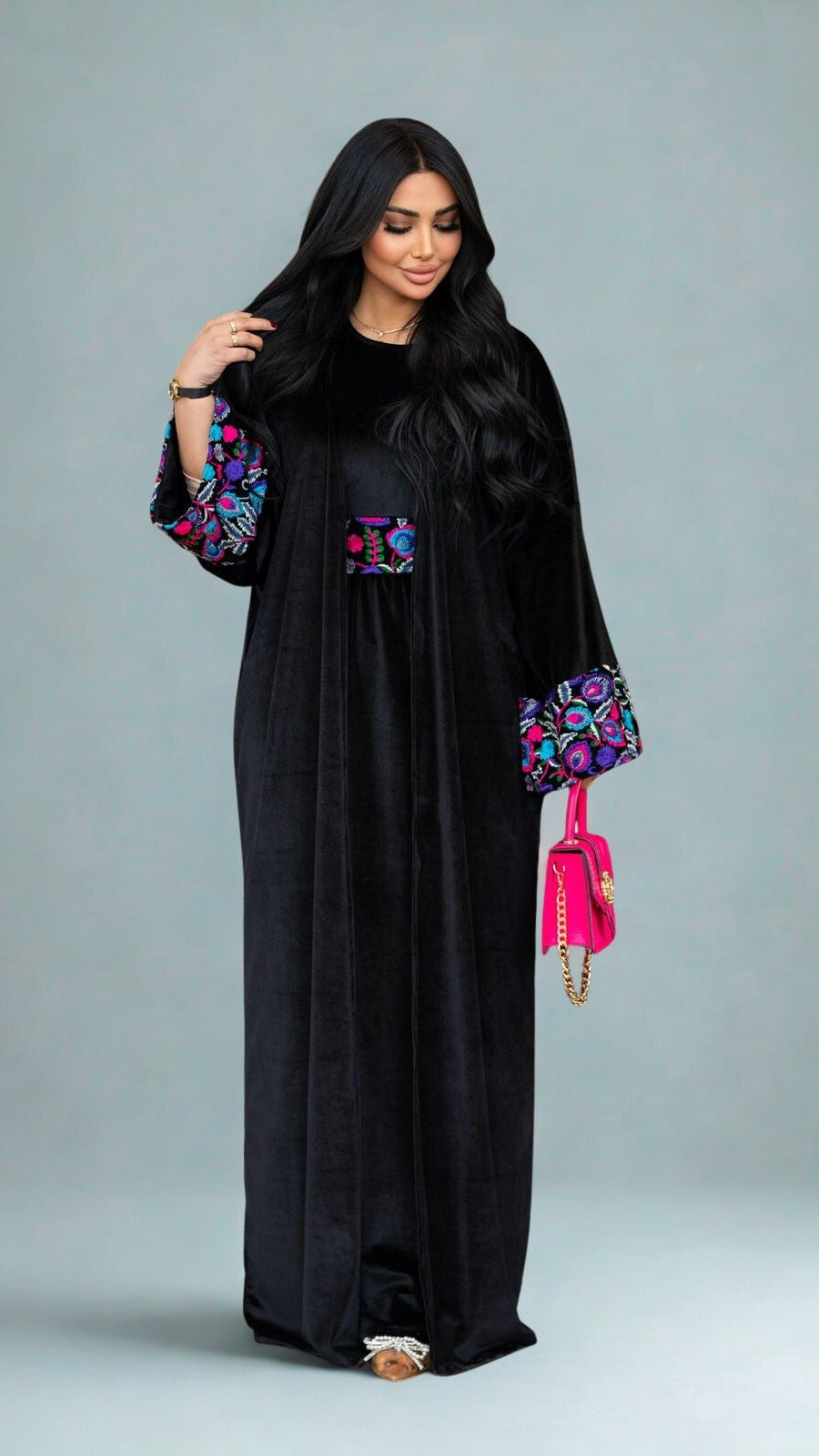 Embroidered Black Abaya