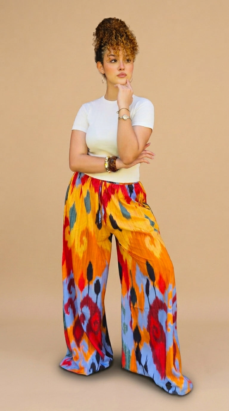 Colorful Wide-Leg Pants