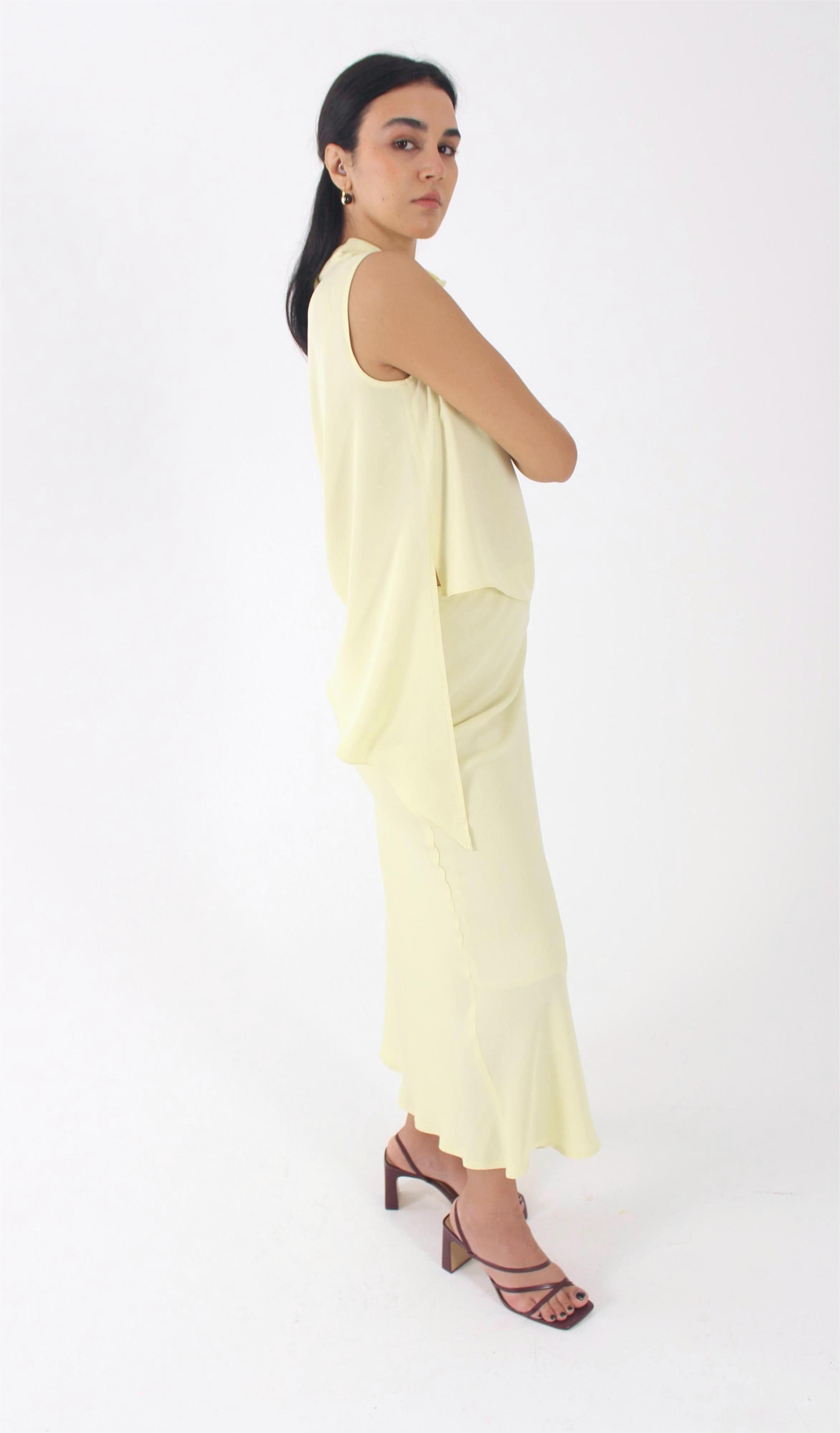 Bias Summer Skirt – Butter Yellow Maxi in Flowing Rayon