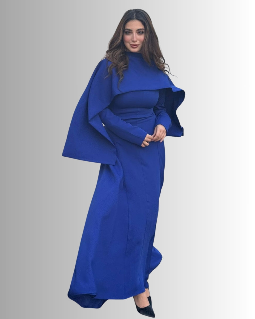 Glam Regal Cape Maxi Dress