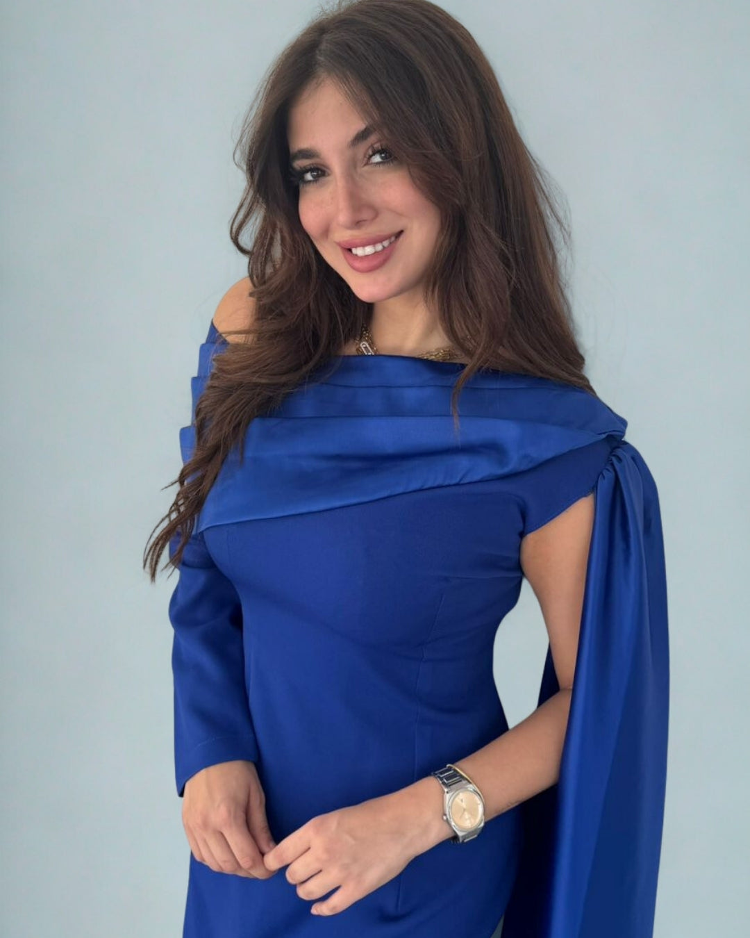 Glam Draped Shoulder Dress