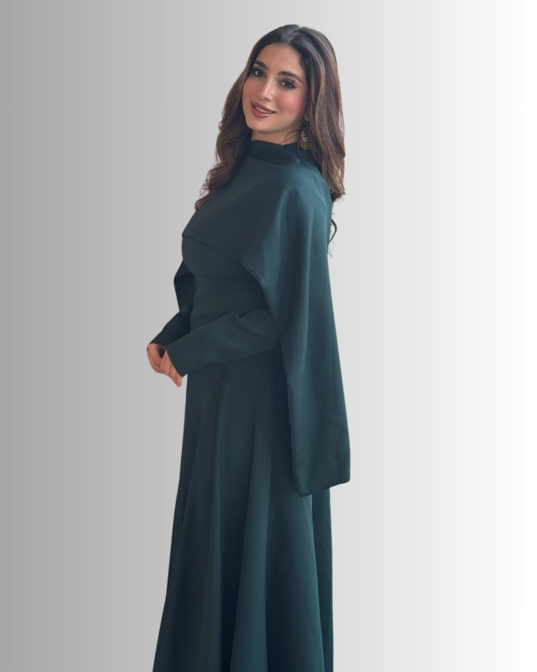 Glam Regal Cape Maxi Dress