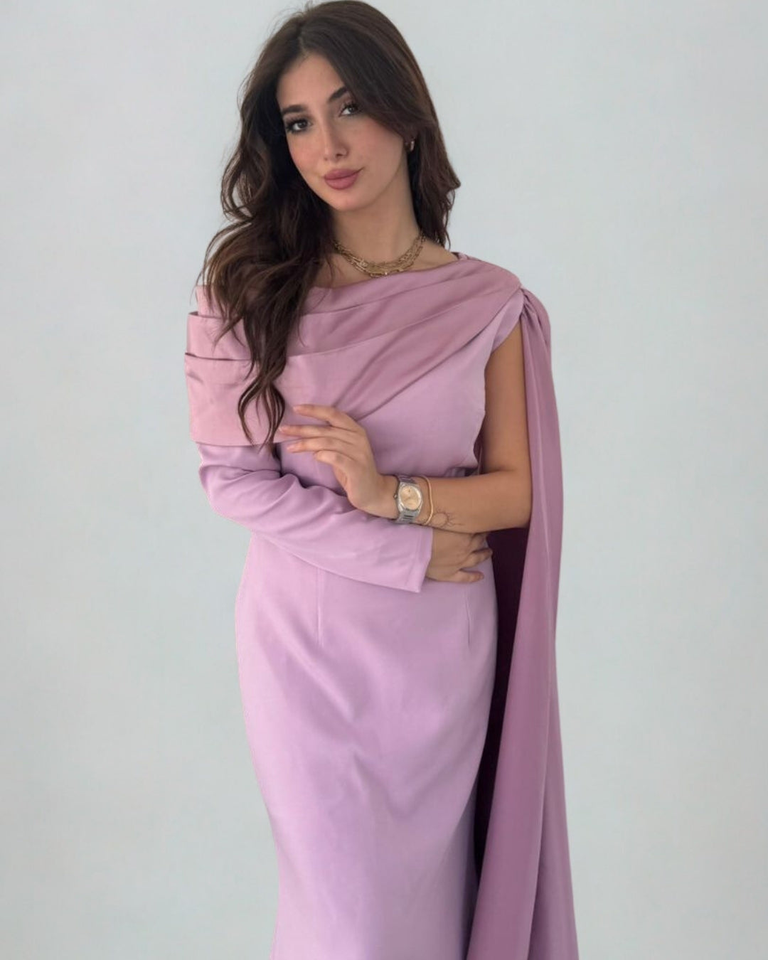 Glam Draped Shoulder Dress