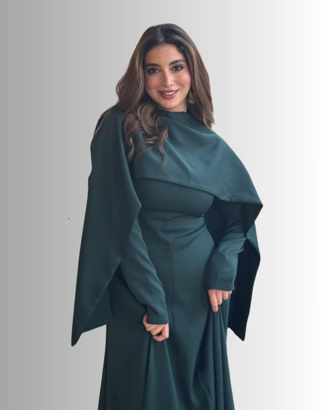Glam Regal Cape Maxi Dress