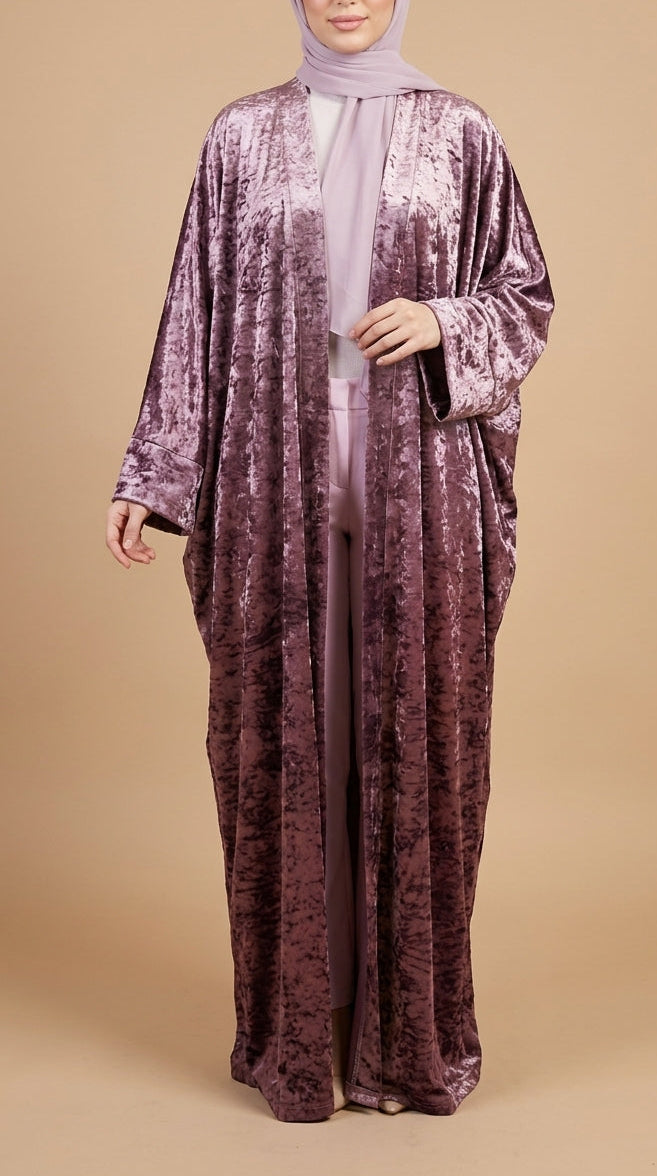 Dusty Rose Crushed Velvet Abaya