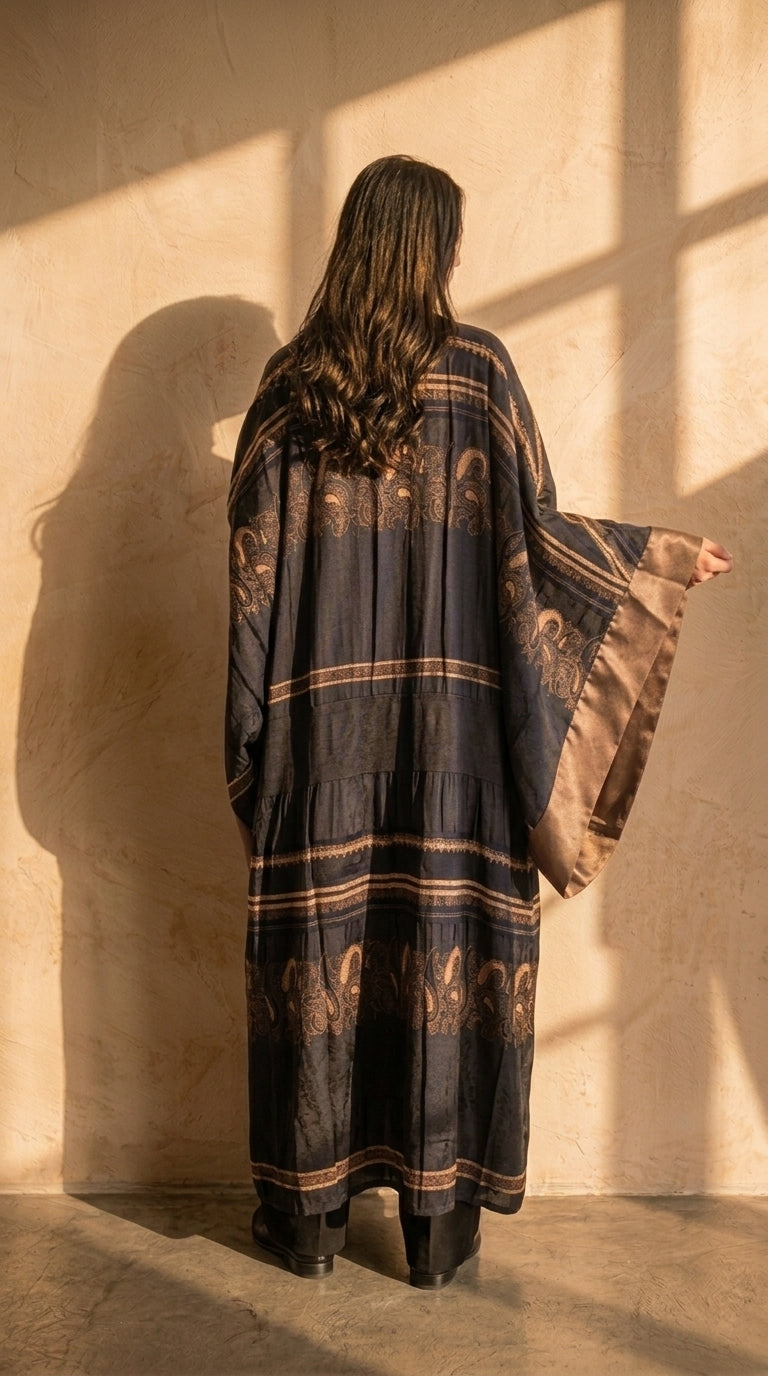 The Black Jacquard Kimono