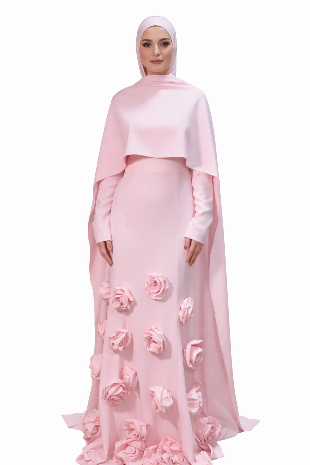 Elegant Evening Dress with 3D Floral Details