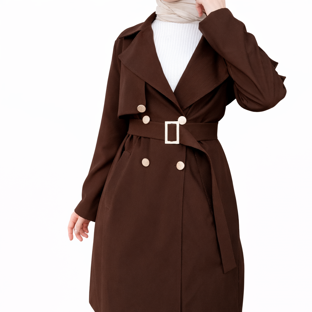 Brown Trench Coat with Belt