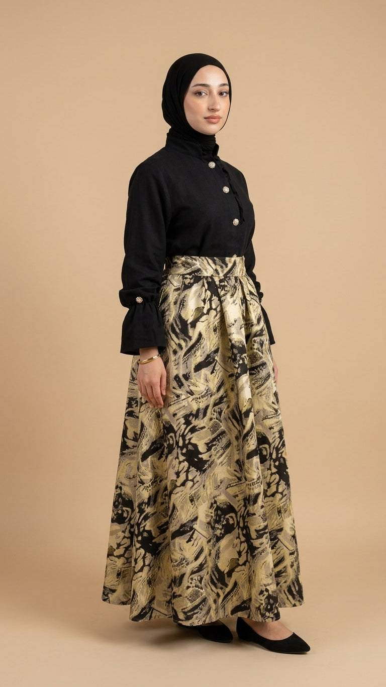 Statement Brocade Skirt & Shirt Set