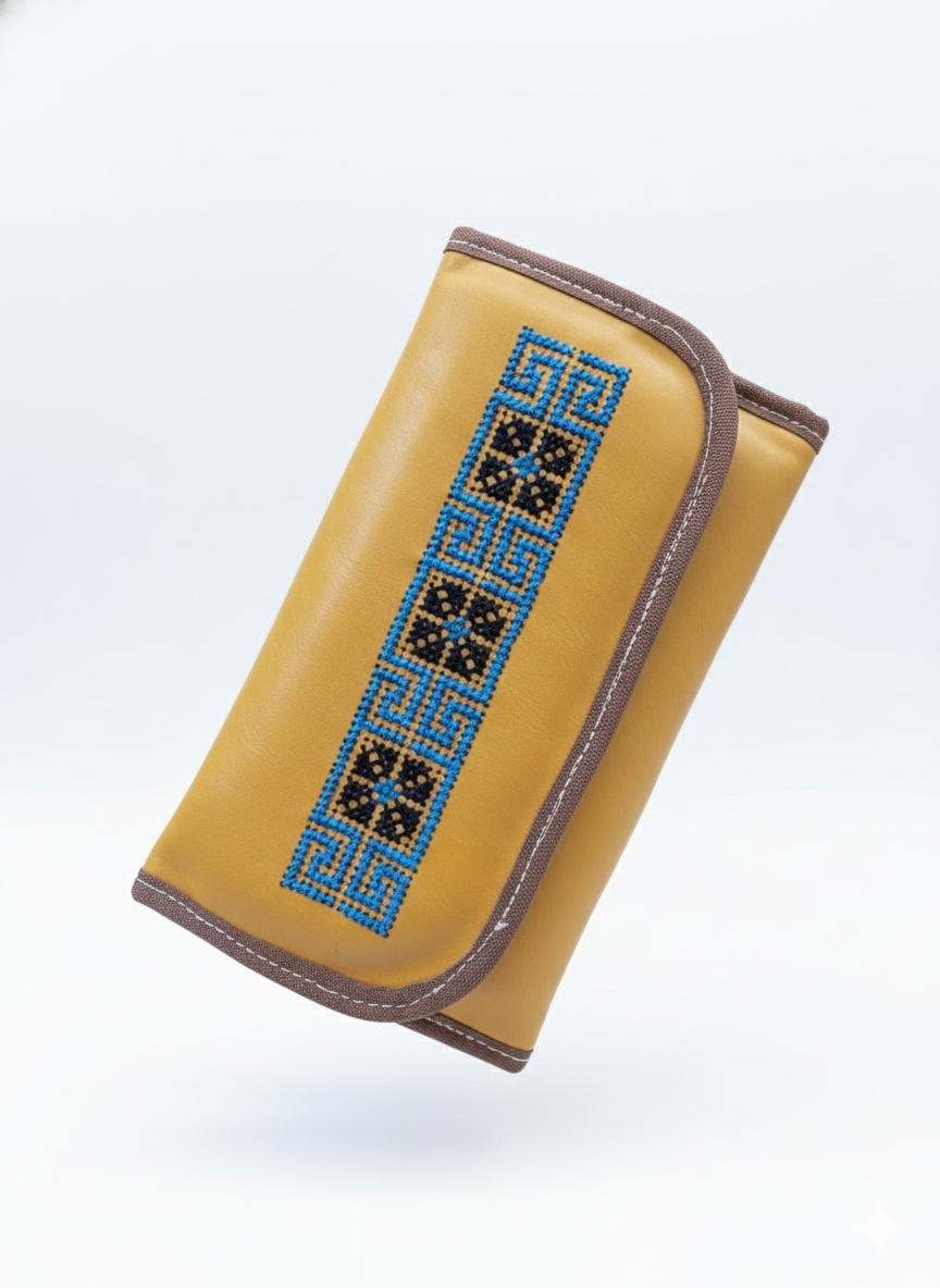 Mustard Geometric Long Wallet
