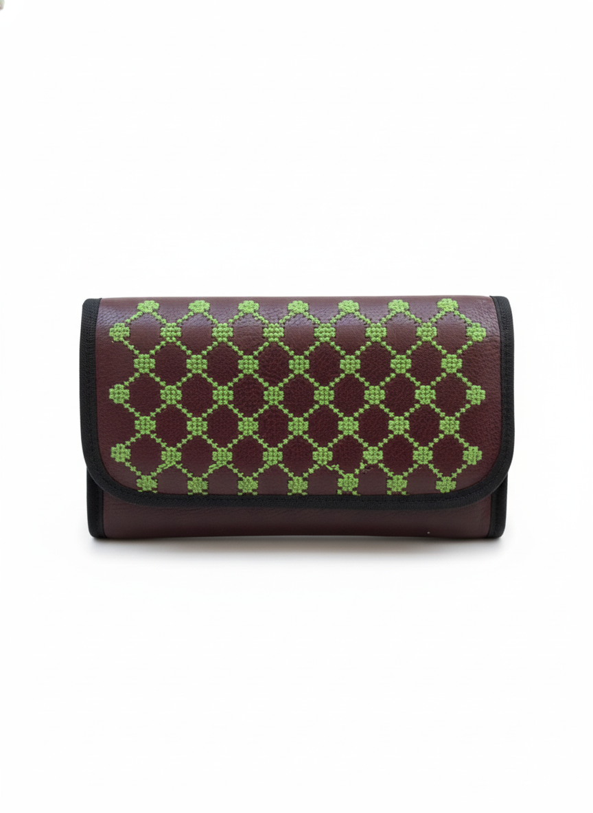Geometric Lattice Embroidered Wallet