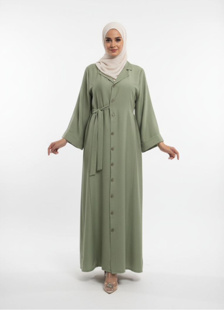 Sage Green Button Front Maxi Dress