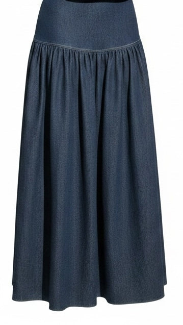 Bokra Ahla High-Waisted Denim Maxi Skirt