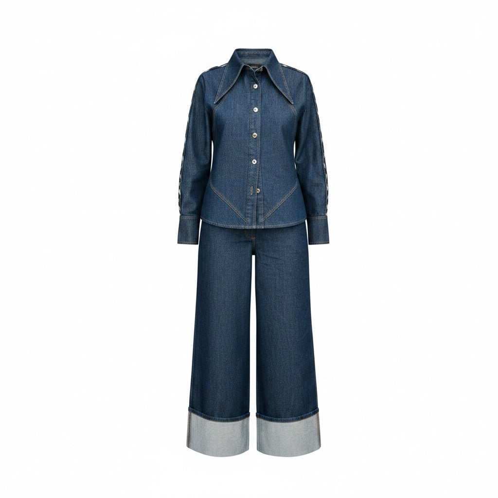 Bokra Ahla Wide-Leg Denim Pants
