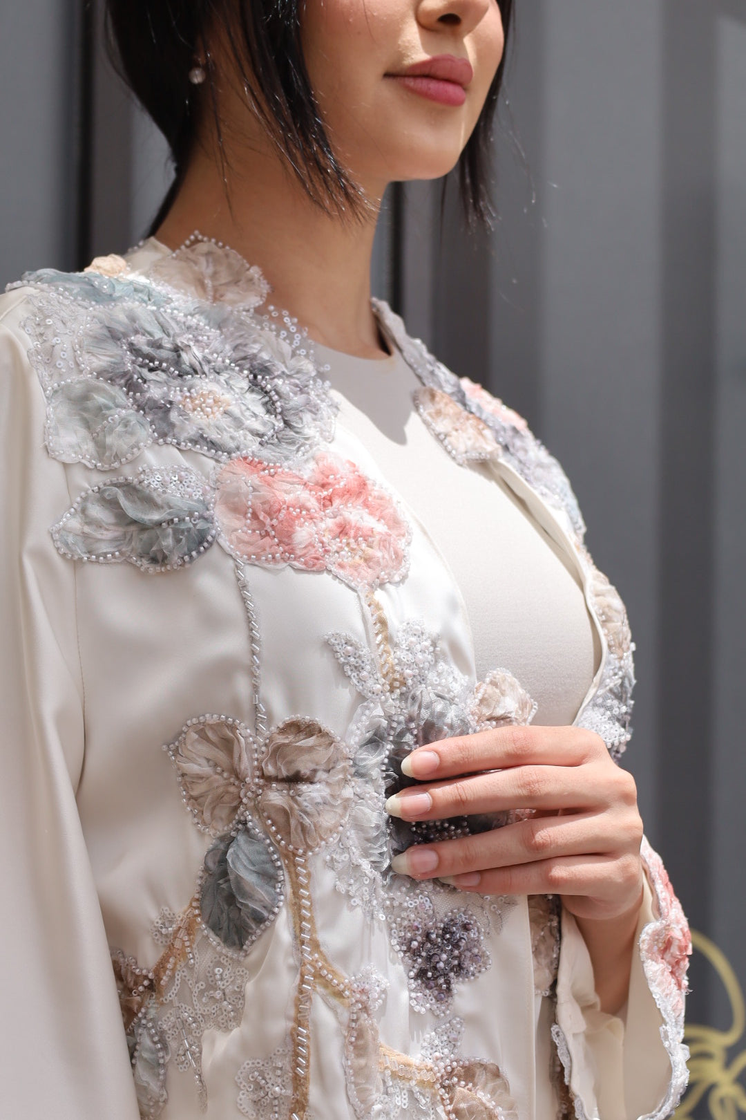 Off-White Floral Abaya