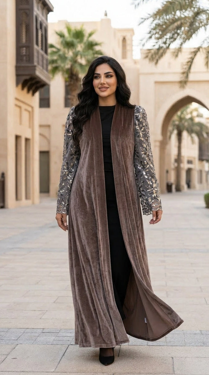 Open Abaya with Statement Printed Sleeves