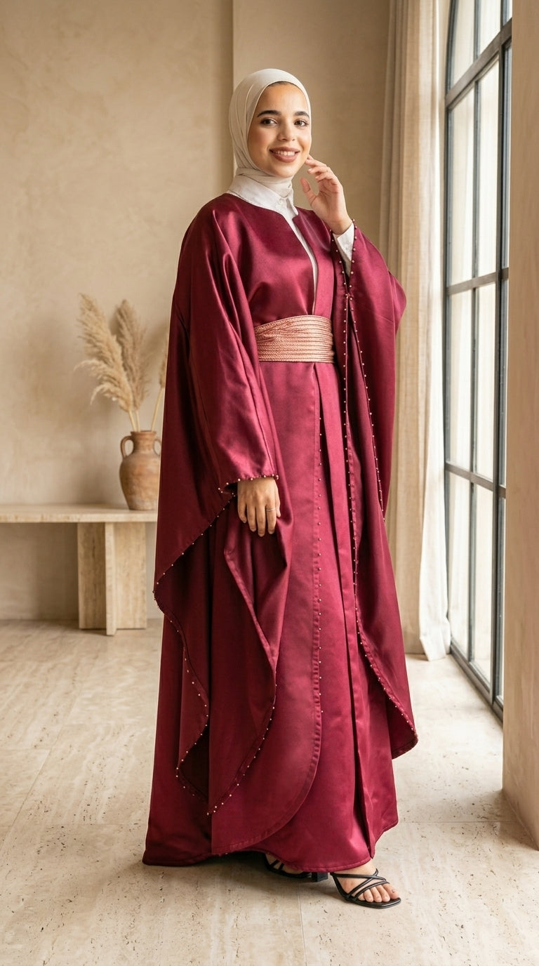Elegant Burgundy Bisht