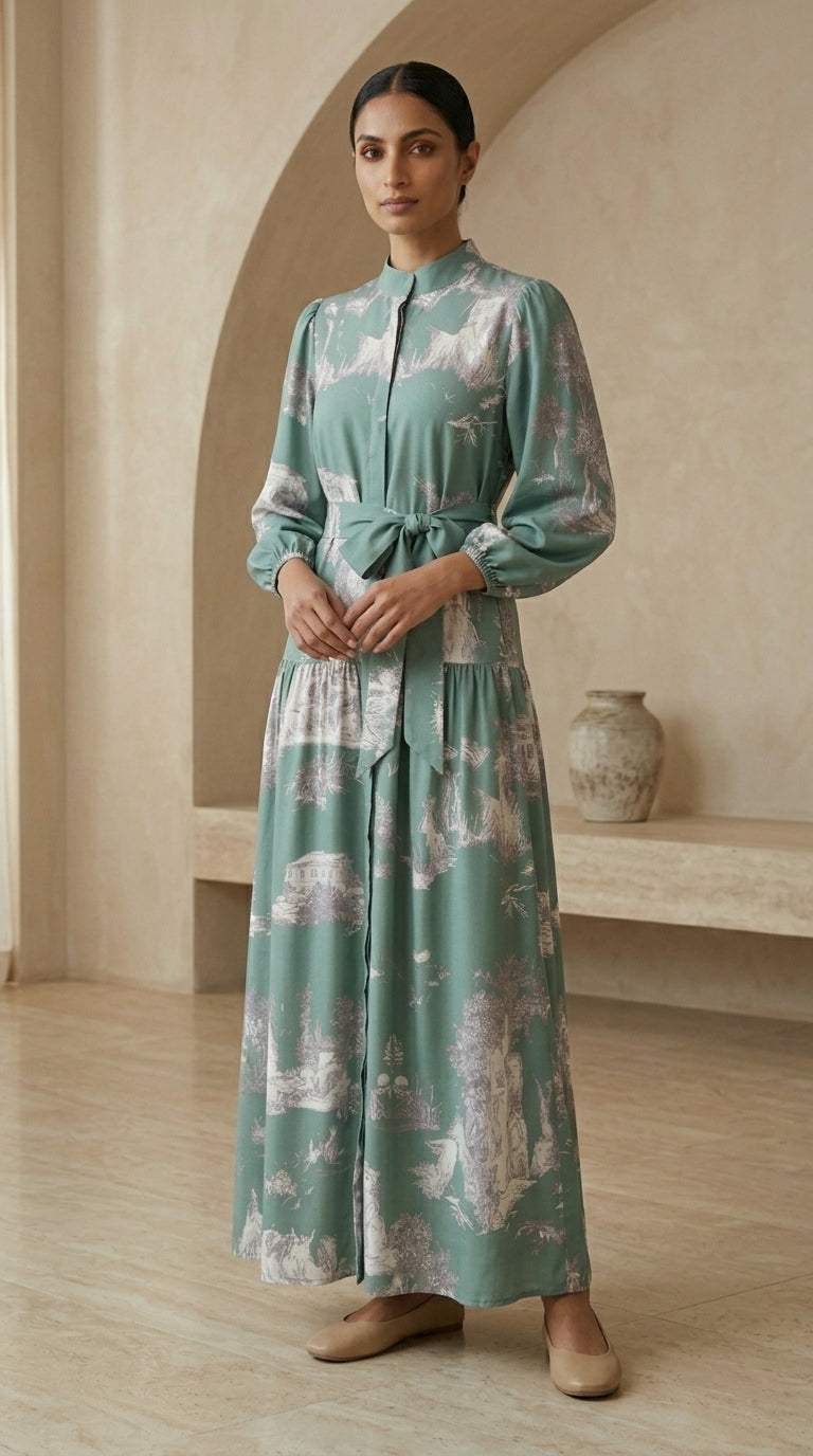 Sage Green Vintage Maxi Dress