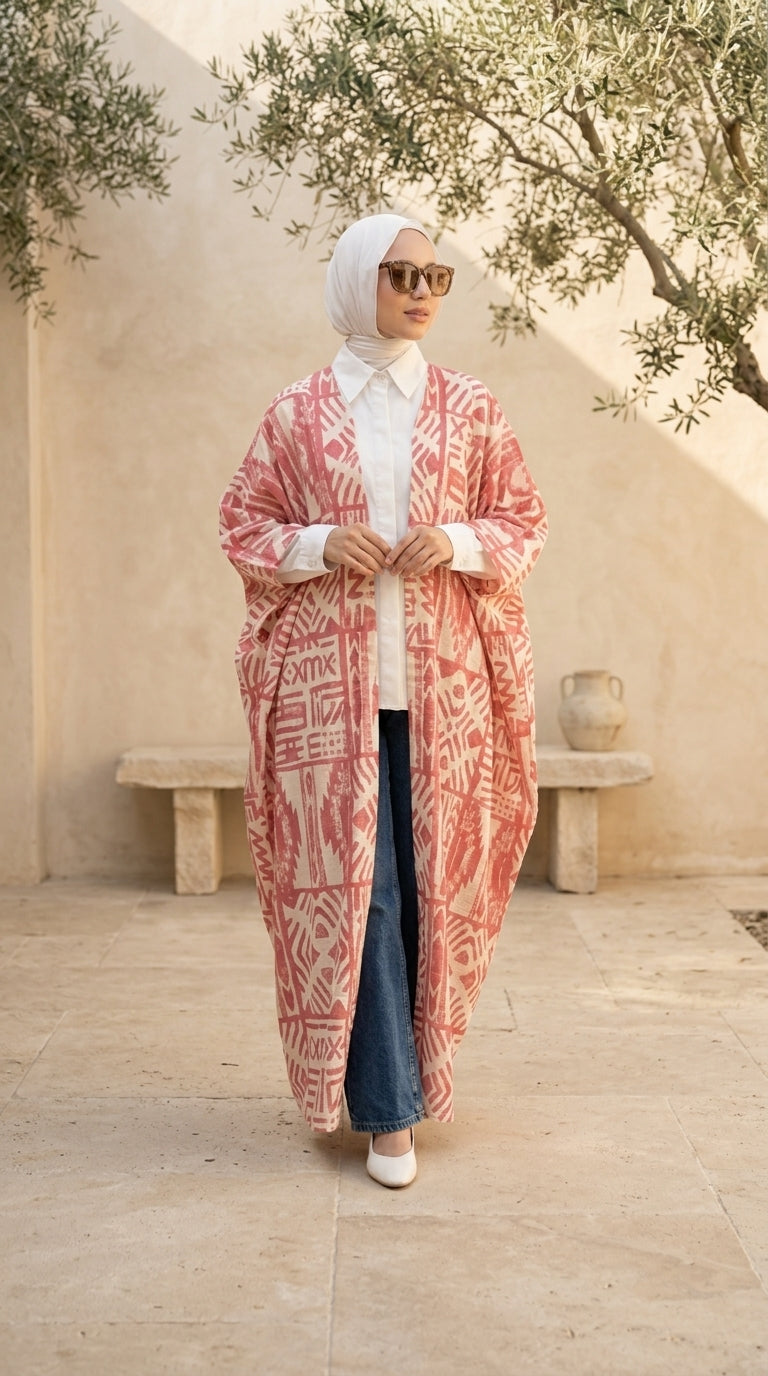 Geometric Pattern Open Kimono