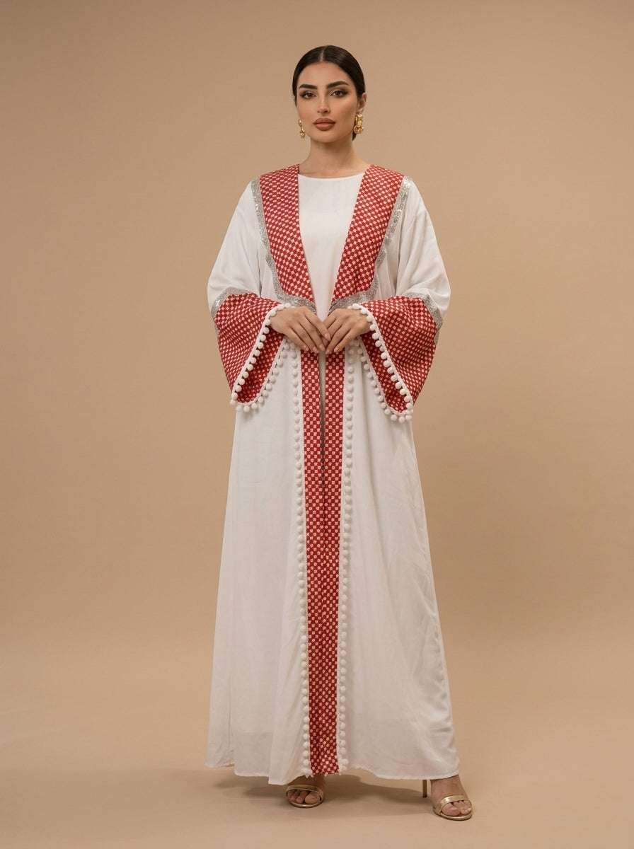 The Nashmiyya Shmagh-Inspired White Abaya