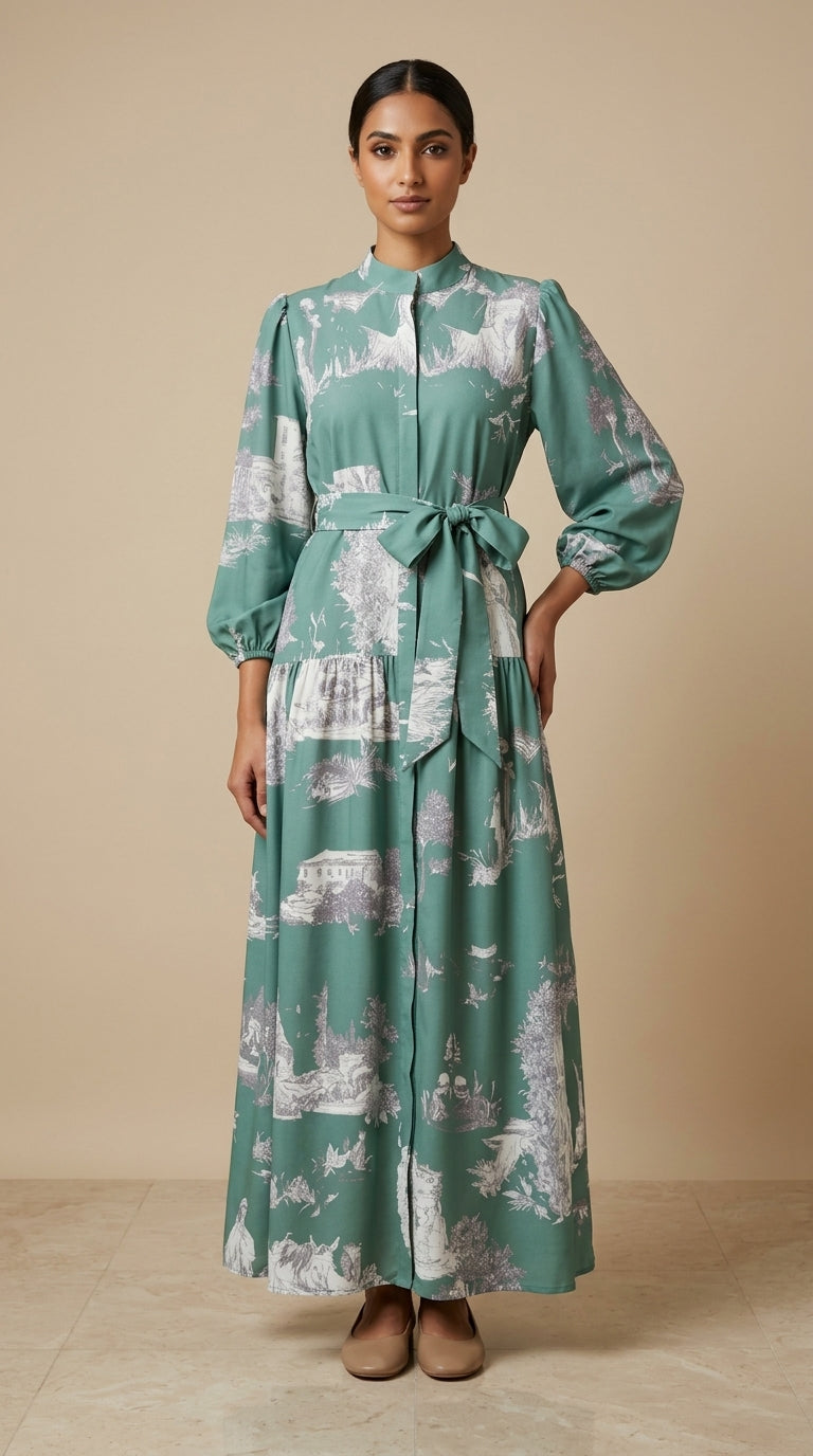 Sage Green Vintage Maxi Dress