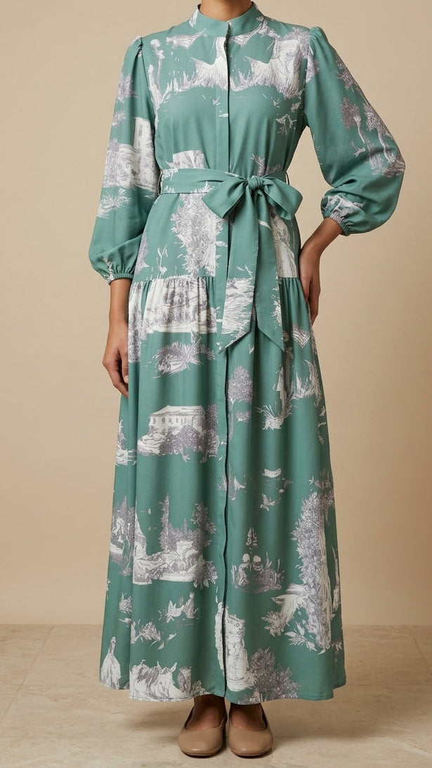 Sage Green Vintage Maxi Dress