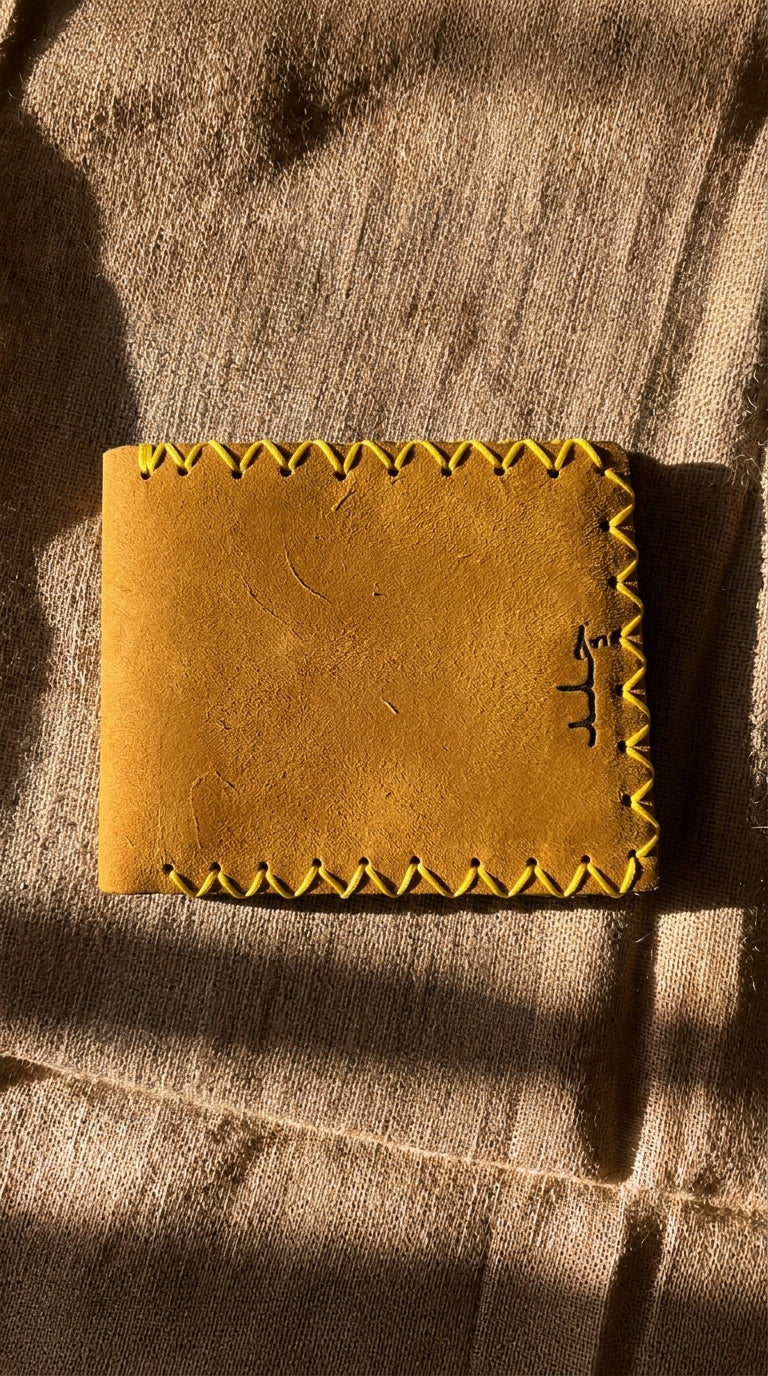 Yellow Handcrafted Genuine Leather Wallet