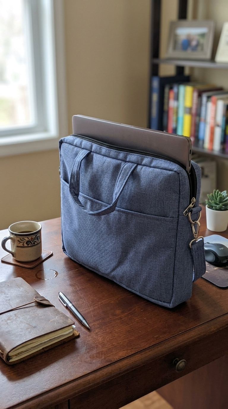 Embroidered Tatreez Laptop Bag - Blue