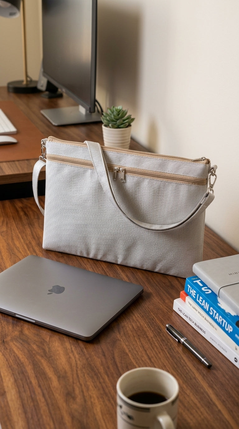 Yara Design Embroidered Tatreez Laptop Bag - Sand Beige