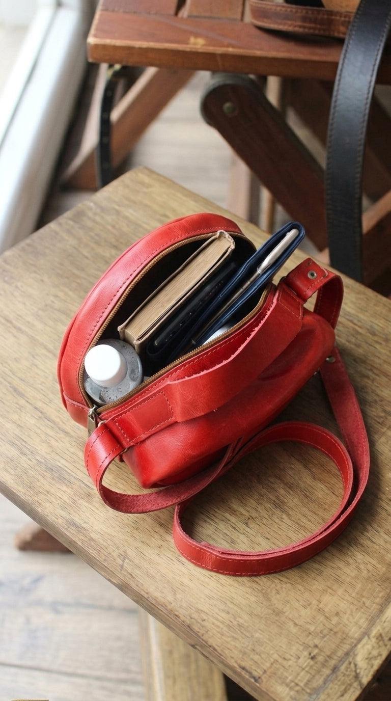 Camel circled bag