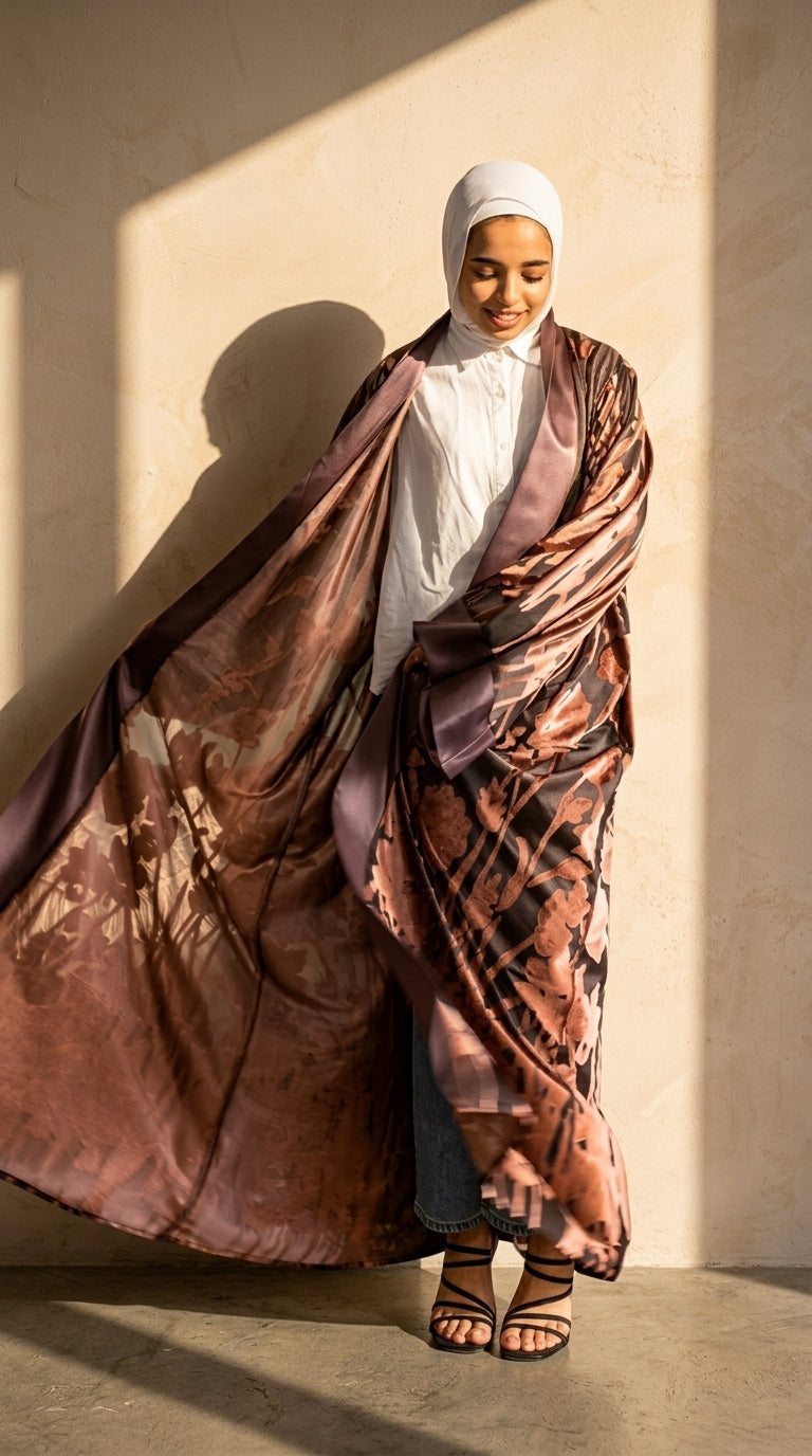 The Embossed Velvet & Satin Kimono