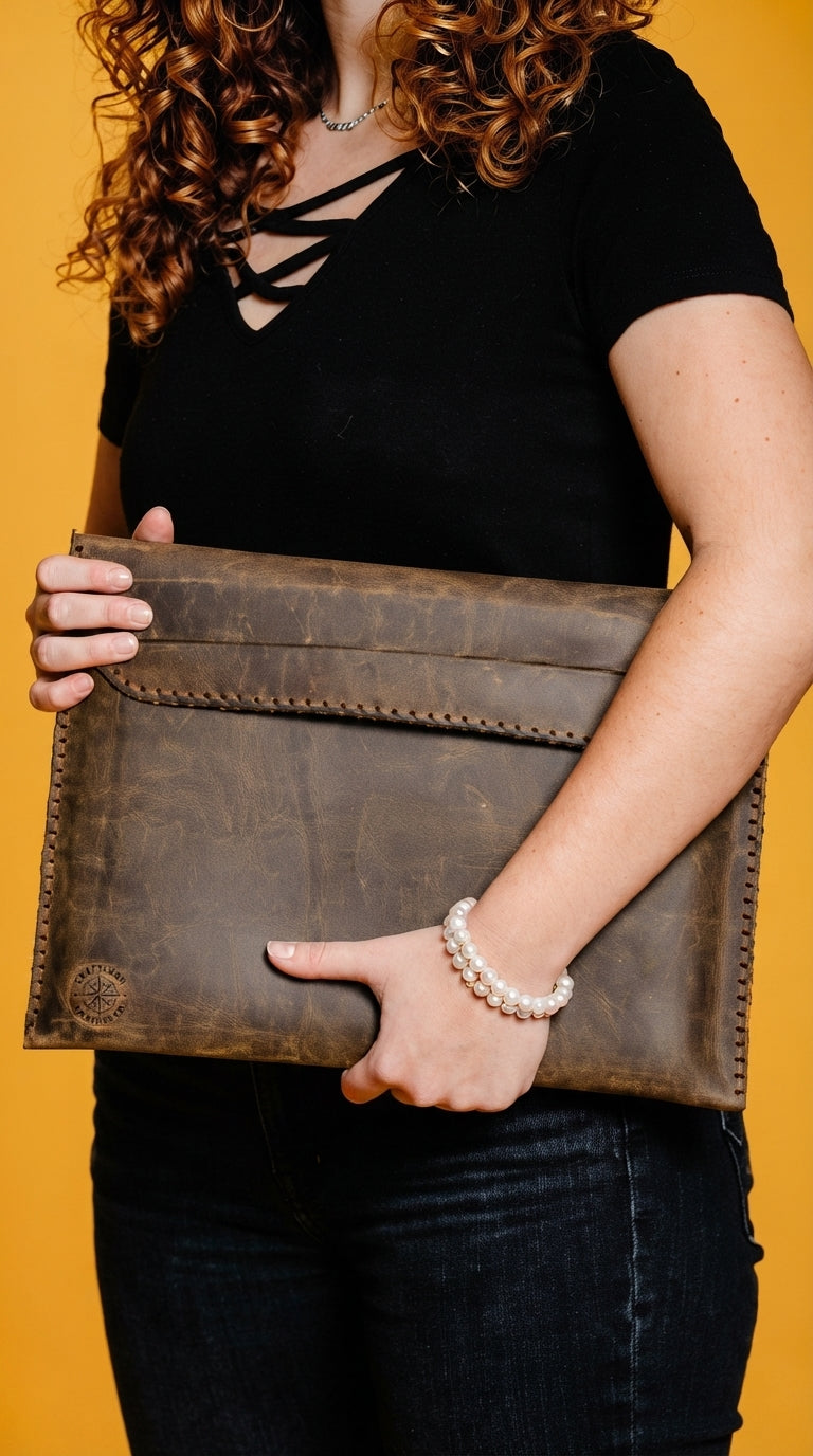 Jelld Hand-Stitched Genuine Leather Laptop Sleeve