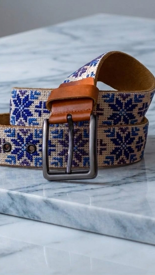 Hand-Embroidered Genuine Leather Belt