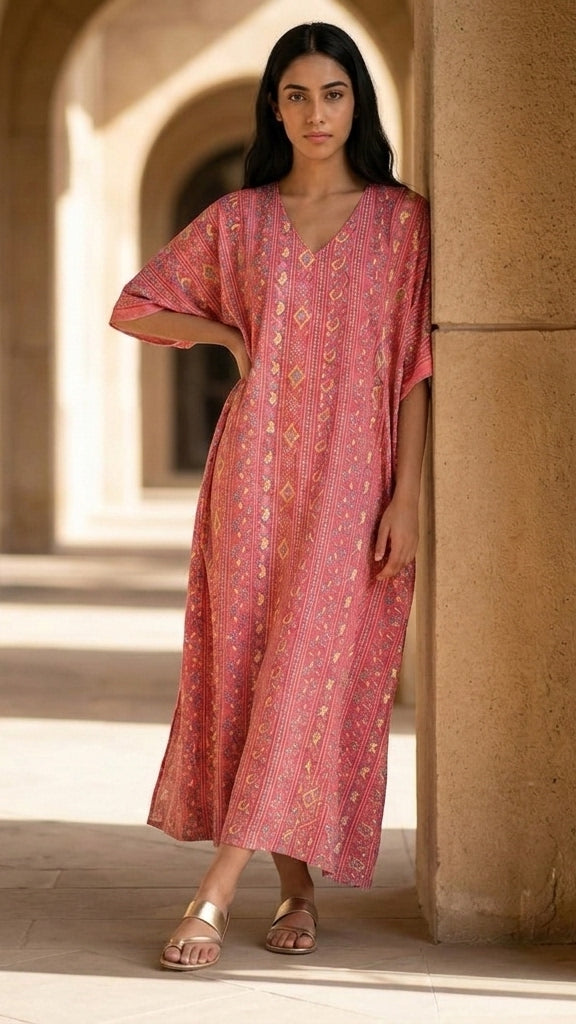 Blush Pink Patterned Jacquard Abaya