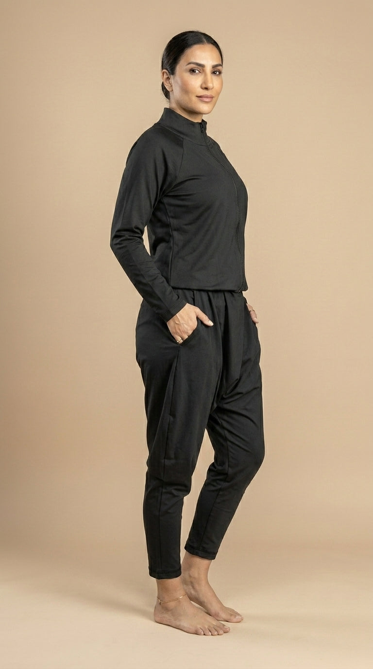 Sherwal Style One-Piece Burkini – Black