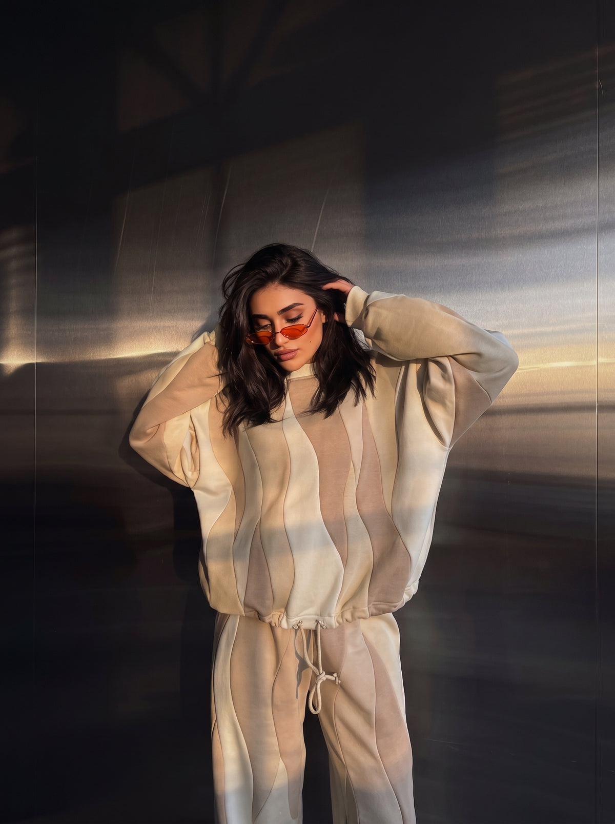 MOG Hoodie in Sand Dune, worn