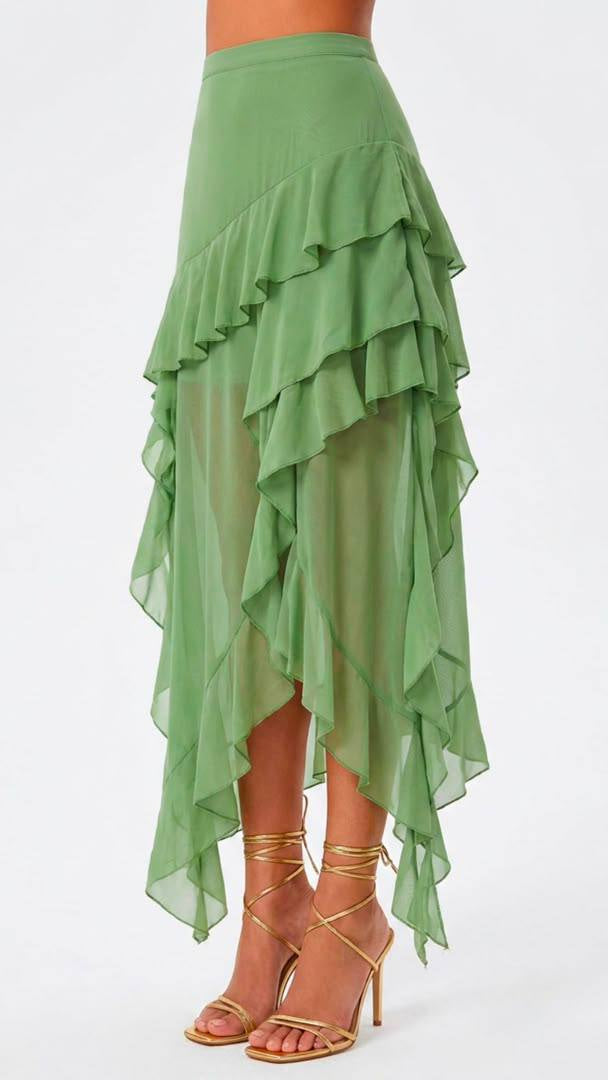 Layered Skirt in Green