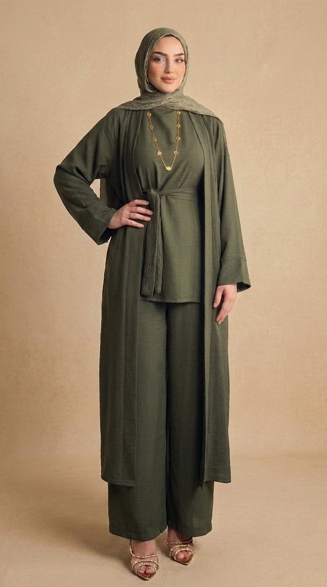 Olive Elegance 3-Piece Modest Set