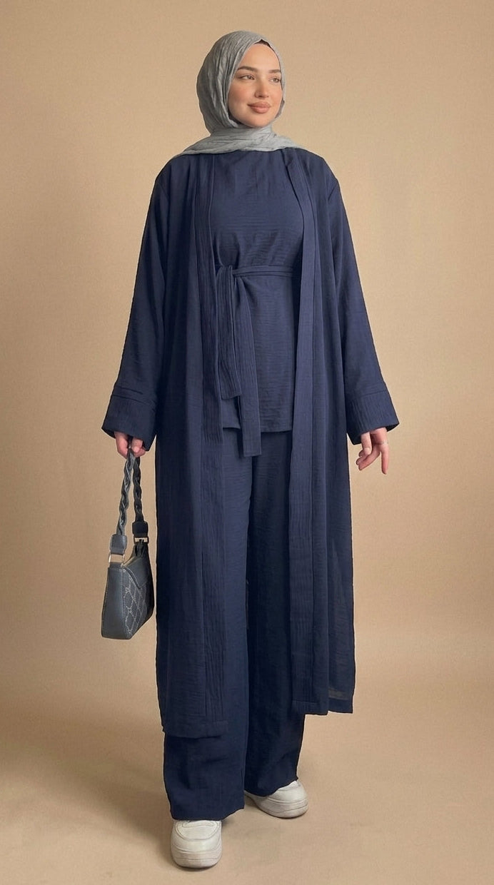 navy blue color Elegance 3-Piece Modest Set