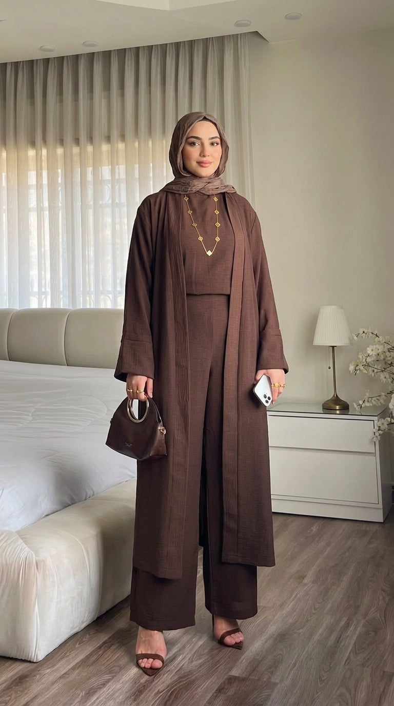 Brown color Elegance 3-Piece Modest Set