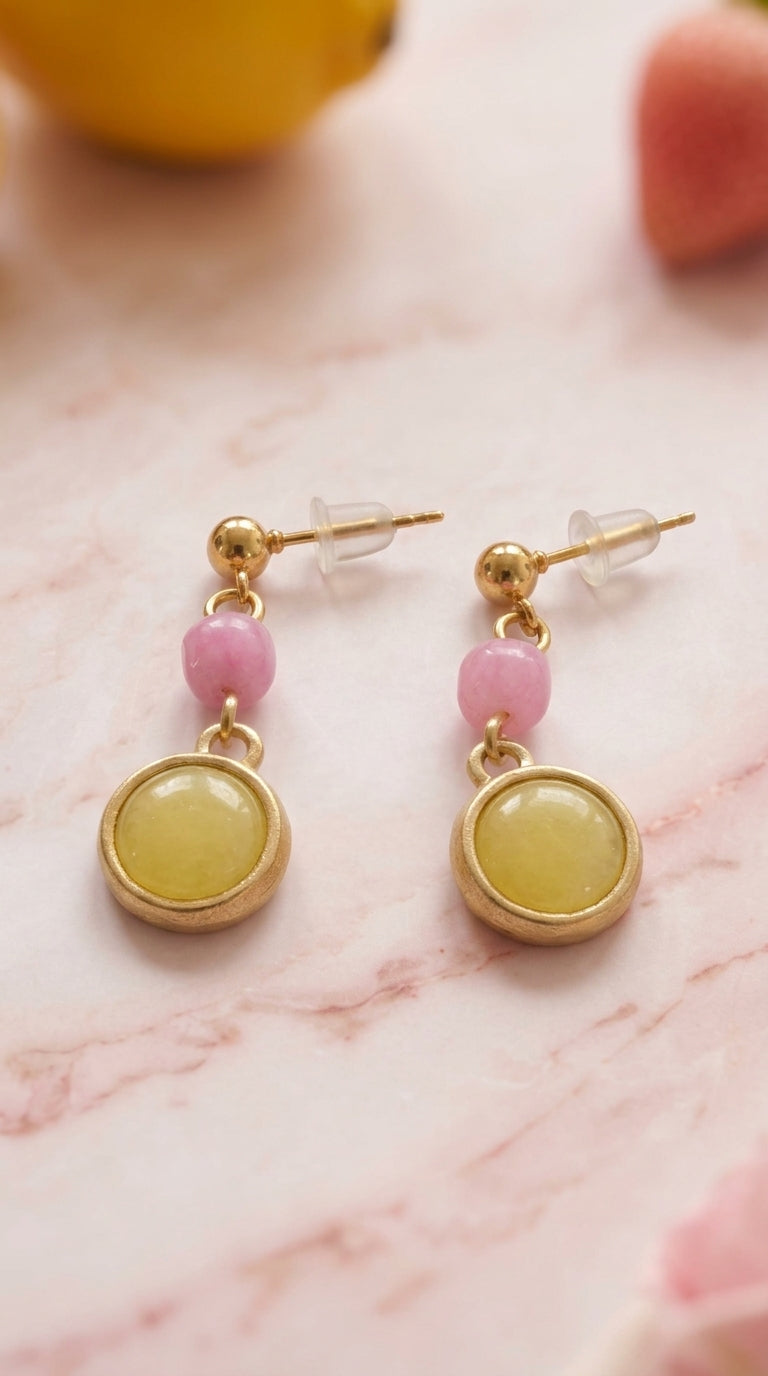 Pink Bead & Yellow Disc Drop Earrings – The Pink Lemonade Collection