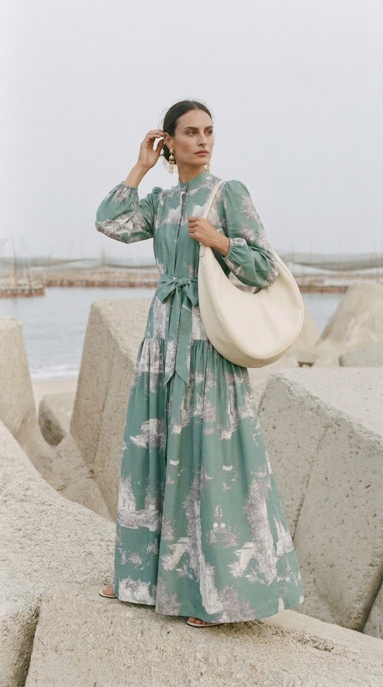 Sage Green Vintage Maxi Dress