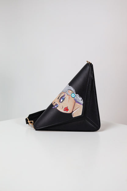 Silver Lady – Hand-Painted Triangle Bag
