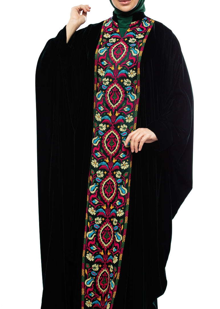 Hand-Embroidered Velvet Dress