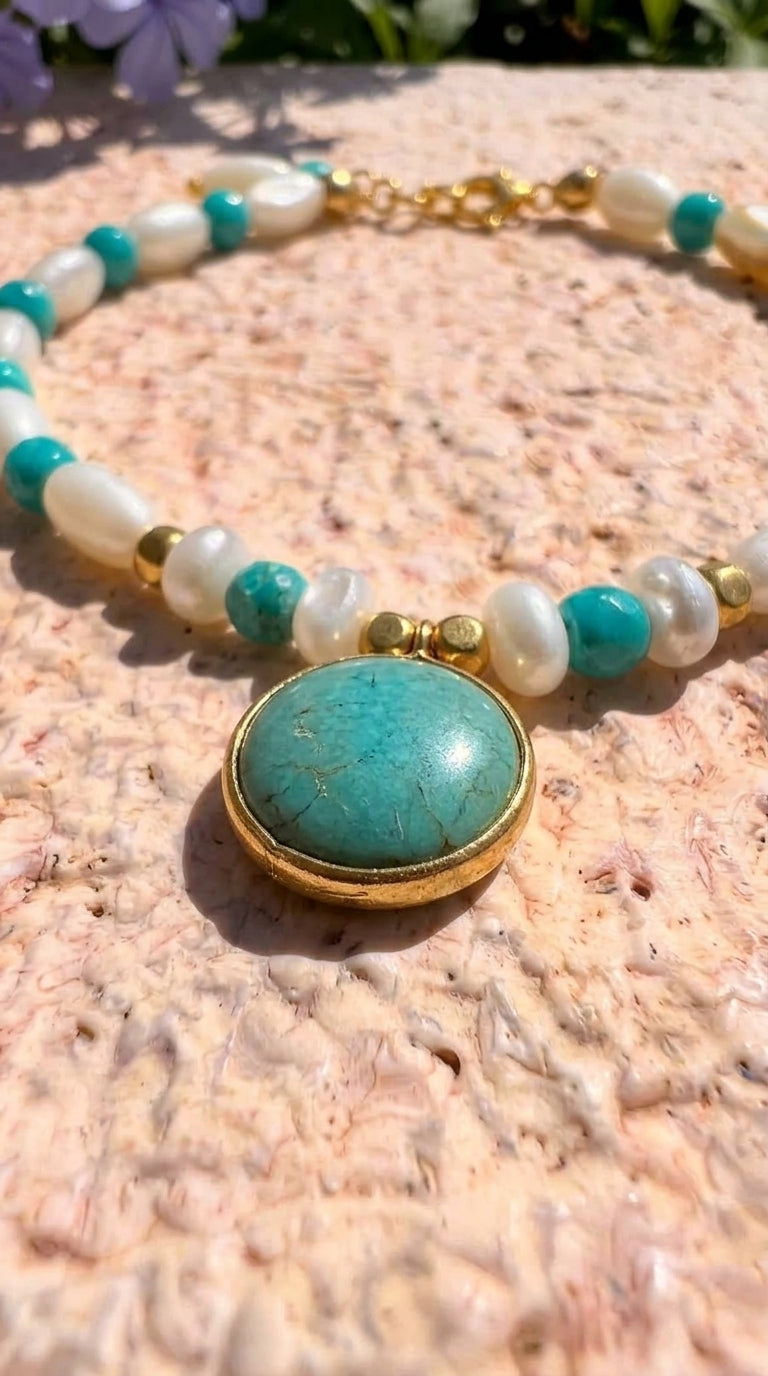 Mother of Pearl & Turquoise Charm Bracelet