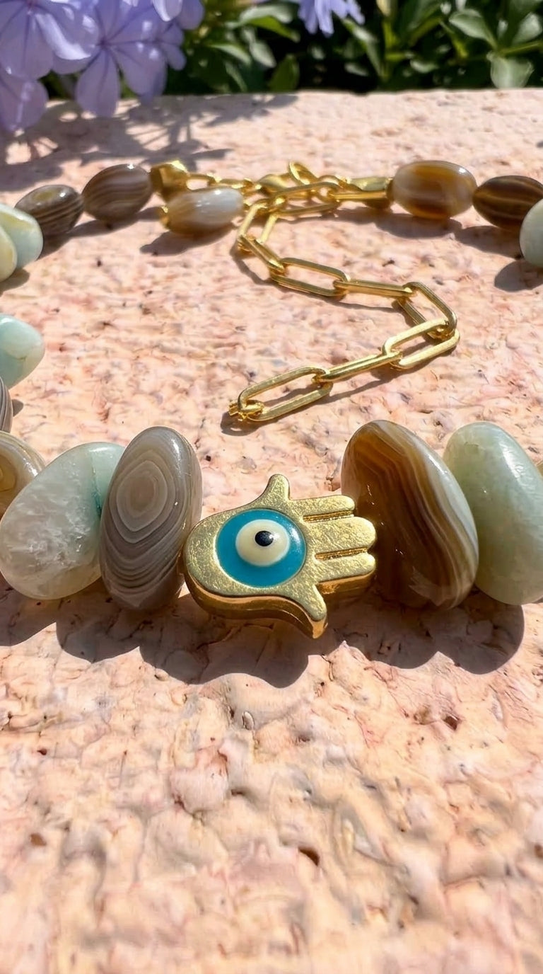 Smoky Mother of Pearl & Turquoise Bracelet