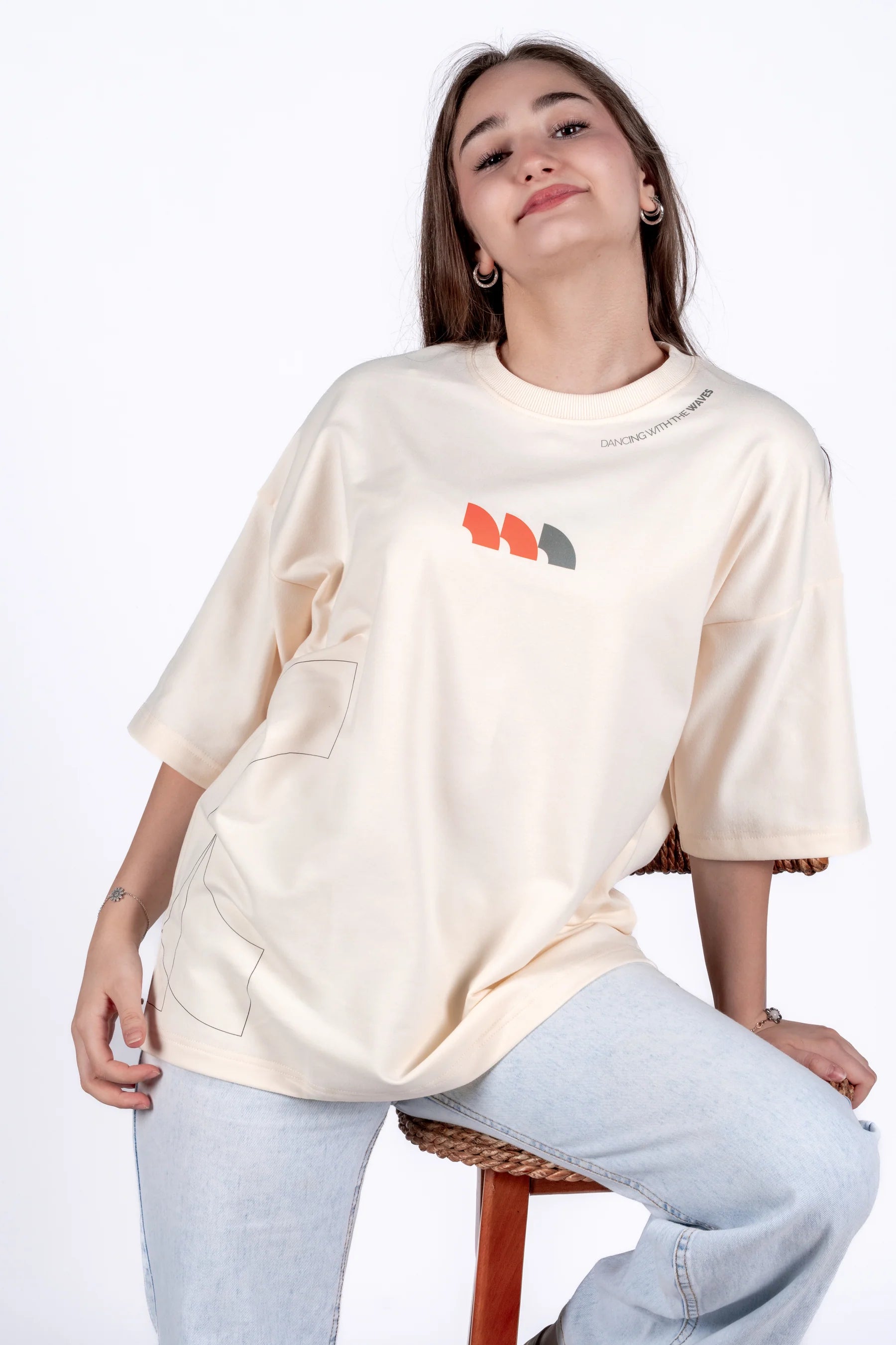 Oversized "Dancing With The Waves" Creamy Unisex T-Shirt