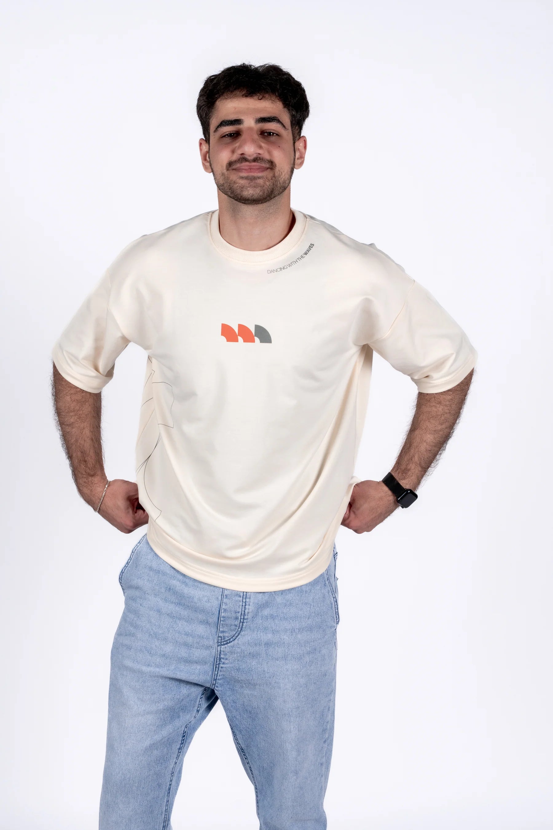 Oversized "Dancing With The Waves" Creamy Unisex T-Shirt