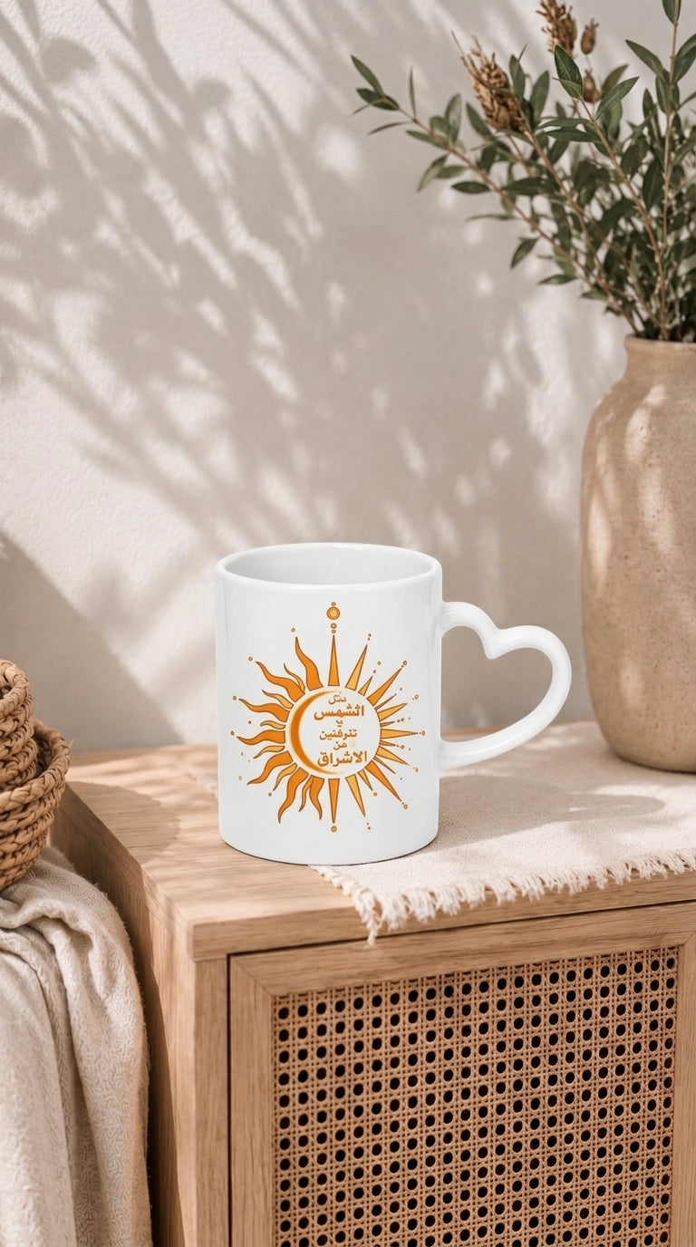 Aesthetic Printed Glass Coffee Mug – Golden Sun Design
