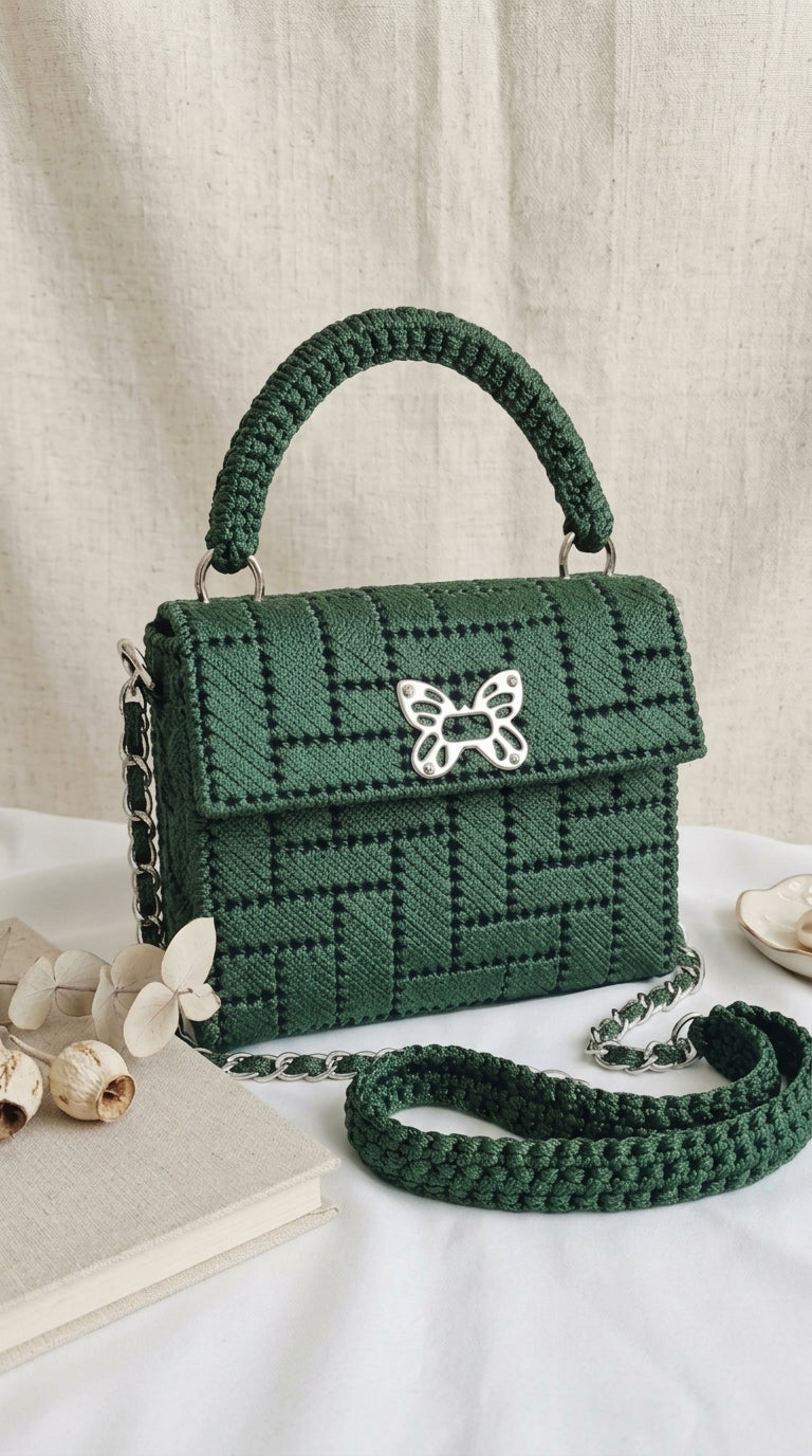 Handcrafted Green Elegant Handbag